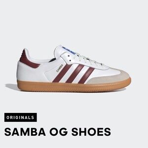 Adidas Samba OG White and Red Athletic Shoes